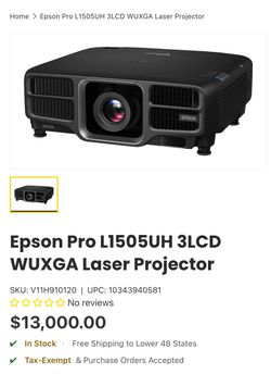 Epson L1505UH 12k Lumens + short throw lens
