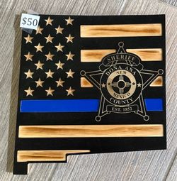 New Mexico Shaped Plaque with Dona Ana Sheriff and Blue Line