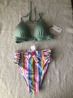 Womens Small Bottom 32B Top Swim-Decatur And Tropical
