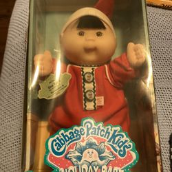 Cabbage patch Baby  Holiday Vintage Never Been Opened Sat In Curio Cabinet