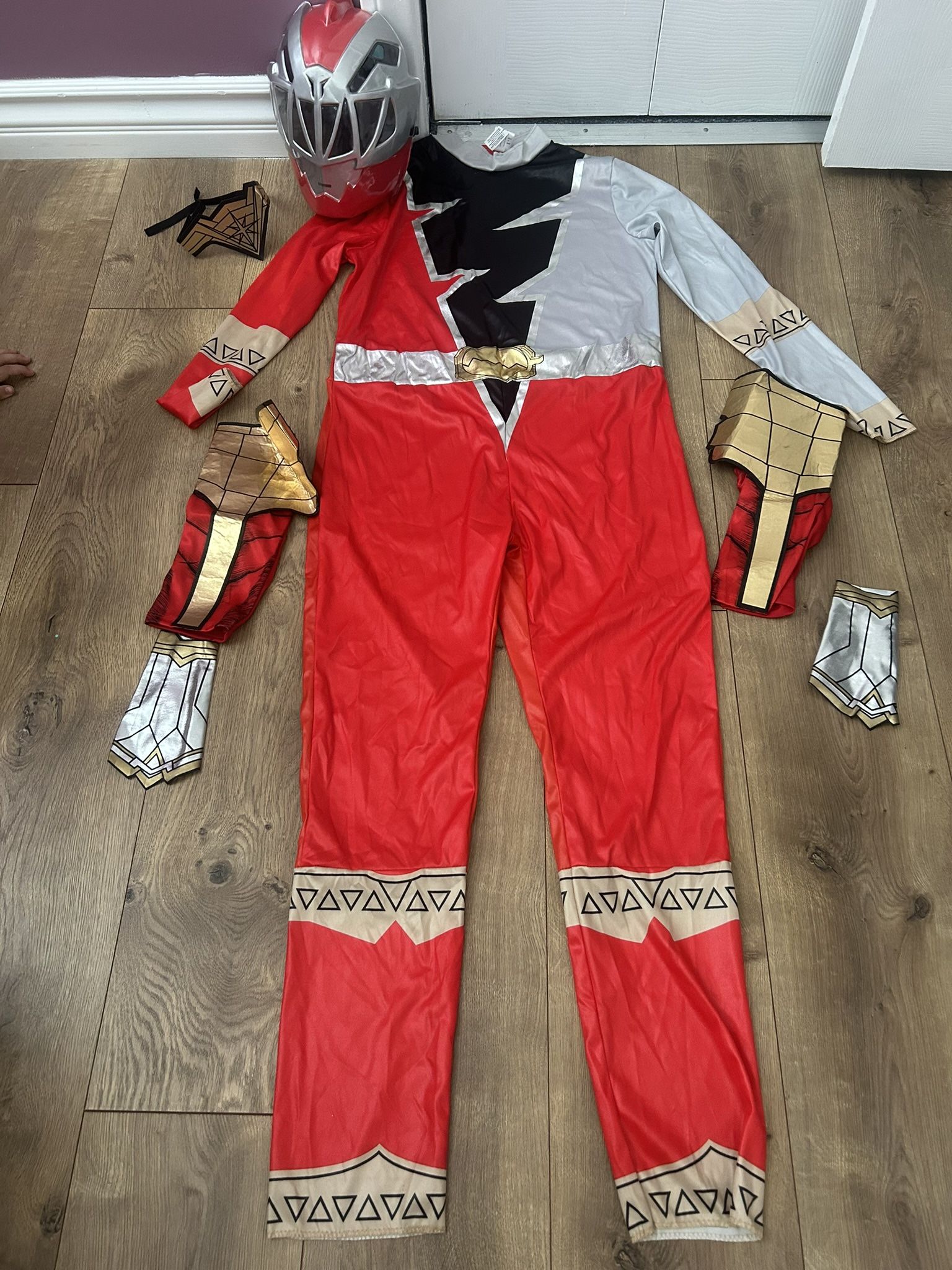 Power Ranger Costume Dino Fury Red Ranger Muscle Mask Size Large Kids Halloween New