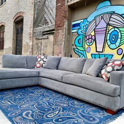 Super Comfy Sleek Gray Sectional Sofa