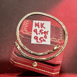 For Wedding 14K Solid Gold Ankle Bracelet 4.5Gr 9.5 Inches Long 