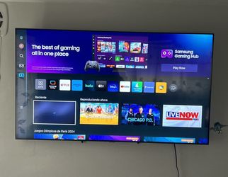 Samsung smart tv 65” with remote mounted