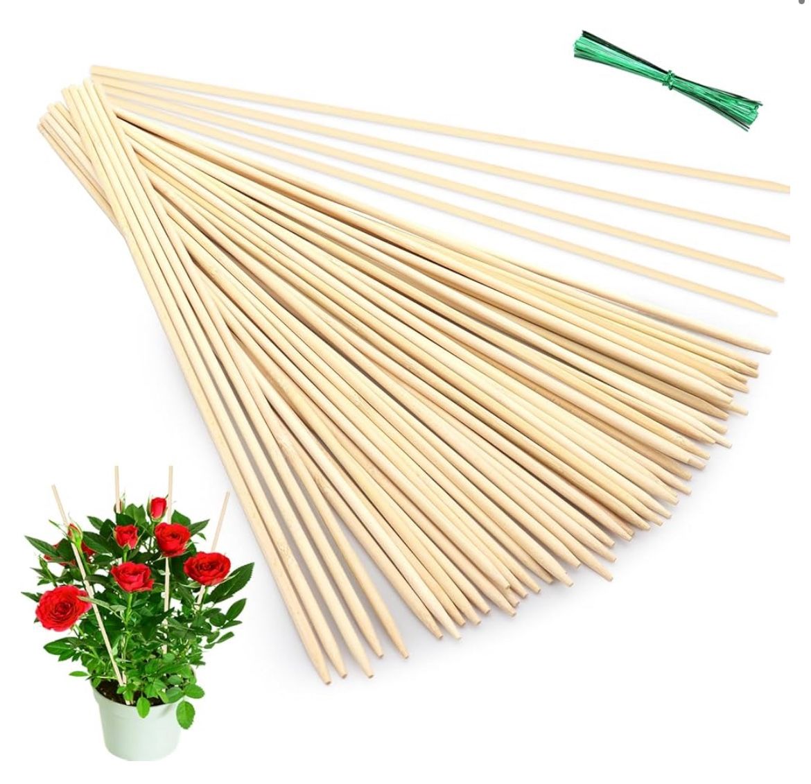 Brand: GAGINANG 50Pcs Plant Stakes Natural Bamboo Sticks Support for Indoor and Outdoor Plants,18 Inch Sturdy Garden Stakes Wooden Gardening Floral Po