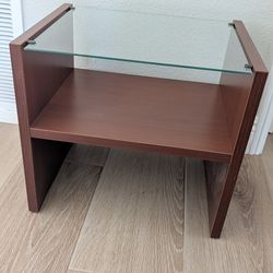 IKEA Side Table - Glass Wood Nightstand