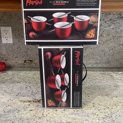 8 Bowls With Steel Chopsticks