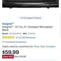 Insignia Microwave 0.7 Cu Ft 
