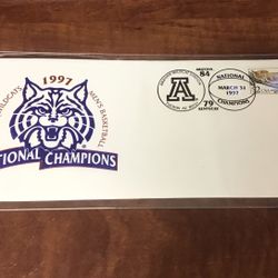 1997 Arizona Wildcats National Champion Stamped Envelope - Memorabilia In Protective Plastic Sleeve