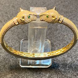 Stunning Designer Panther Cuff Bracelet – 14K Gold over 925 Sterling Silver