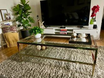 Modern Gold & Glass 2-Tier Coffee Table