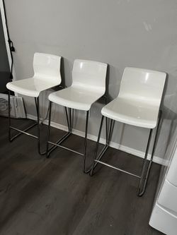 Bar stools withe chrome plated Ikea stools 3 of them Dimensions in pictures