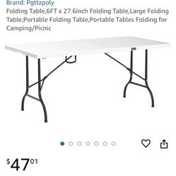 6ft Portable Foldable Table