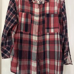 Floral Plaid Long Sleeve Button-Up Shirt