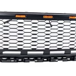 ✌️ Front Upper Bumper Grille Compatible with 2021 2022 2023 Ford F150 w/LED Light, Charcoal/ Dark Grey (close to black)