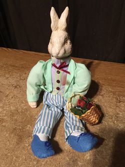 2002 AVON GIFT COLLECTION DAD BUNNY RABBIT SHELF SITTER HOLDING BASKET
