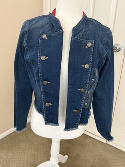 Tommy Hilfiger Women's Navy Blue Military Style Cropped Jacket