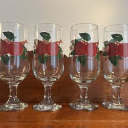 Set of 4 Franciscan Apple Iced Tea Drink Goblets just under 7.5” tall x 2.5” diameter 
