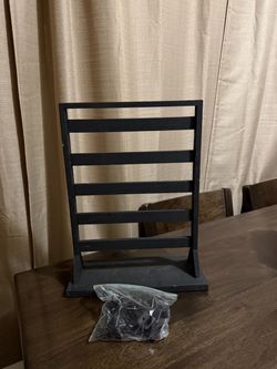Black Wood Earring Display Stand with Hooks