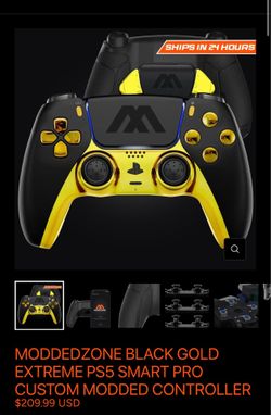 ModdedZone Black Gold Extreme PS5 Smart Pro Custom Modded Controller
