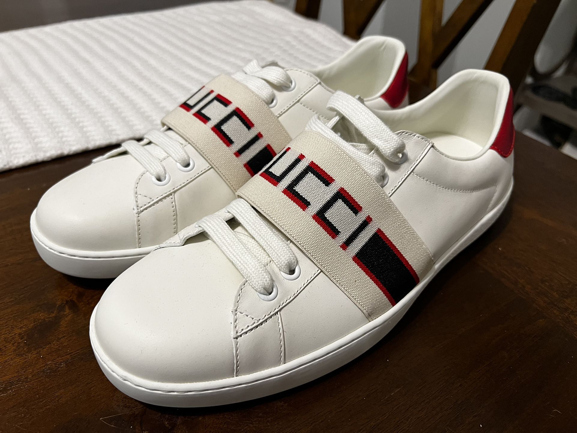 Gucci Mens Ace Sneaker With Elastic Web