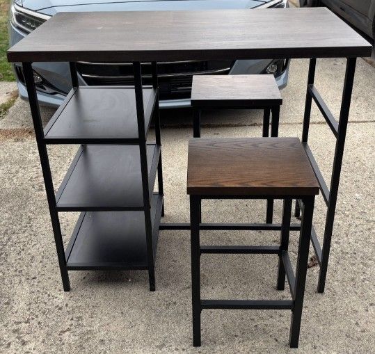 Mainstays 3 Piece Dining Pub Set Counter Height with Backless Barstools, Espresso
