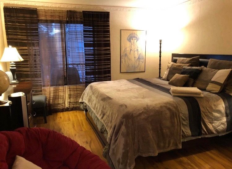 FREE wood/leather king size bed frame