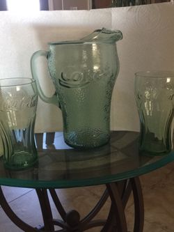 Coca Cola pitcher and glasses