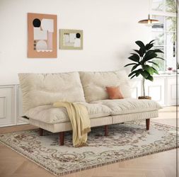 LLappuil Futon Sofa Bed, 69 inch Futon Couch with Adjustable Backrest,  (Beige)