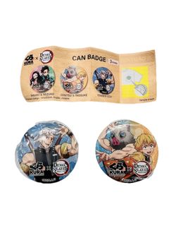 Demon Slayer x Kura Sushi Can Badge Lot Bikkura Pon Zenitsu Inosuke Tengen Uzui