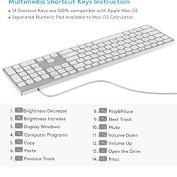All New Aluminum Wired Keyboard For Apple Mac
