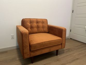 Orange Suede Reading Chair 