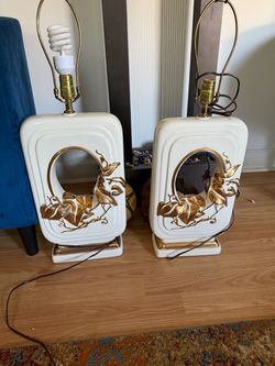 White and gold Vintage lamps make offer