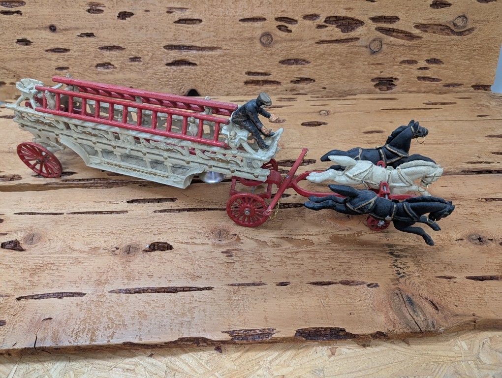 Antique Cast Iron Fire Cart. Large 29"L