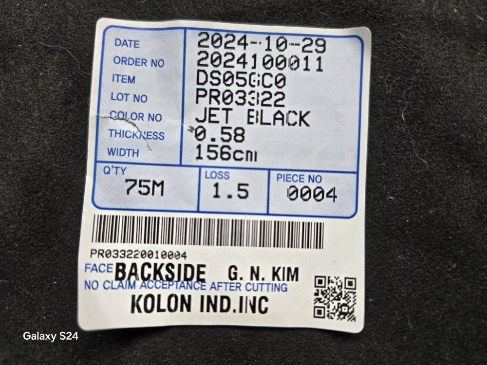 75m Roll Of Jet Black Suade Fabric