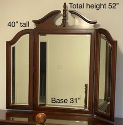 Cherry tri-fold mirror