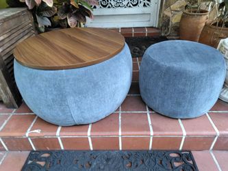 (2)Pc. Round Storage Ottoman & Stool