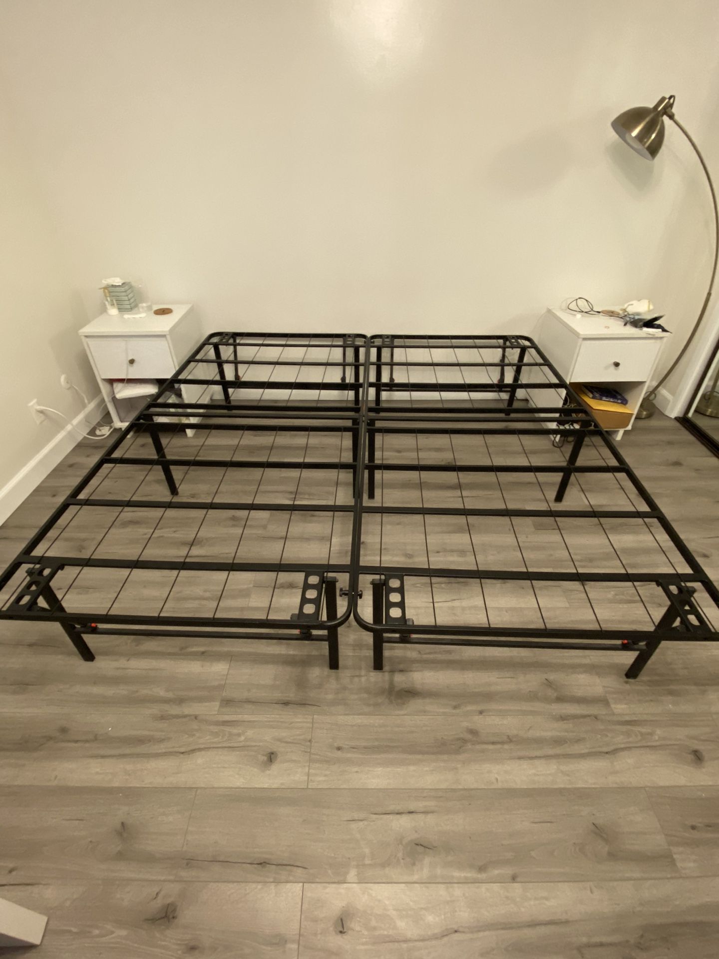 Mainstays 18” High Profile Foldable Steel King Platform Bed Frame, Black