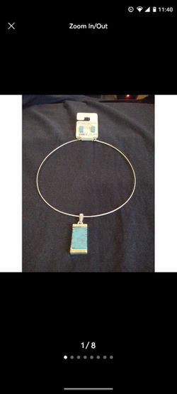 Nickel Free Hypoallergenic Silvertone Choker w Earrings