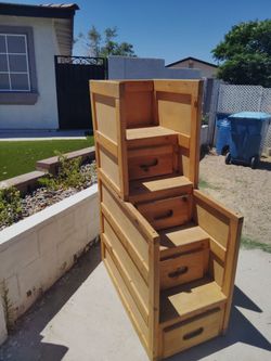 Solid wood bunk bed staircase dresser