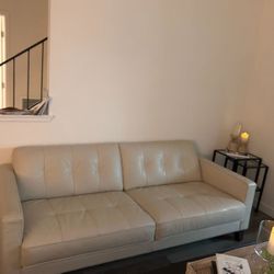 Scandinavian Design Beige Leather Couch 
