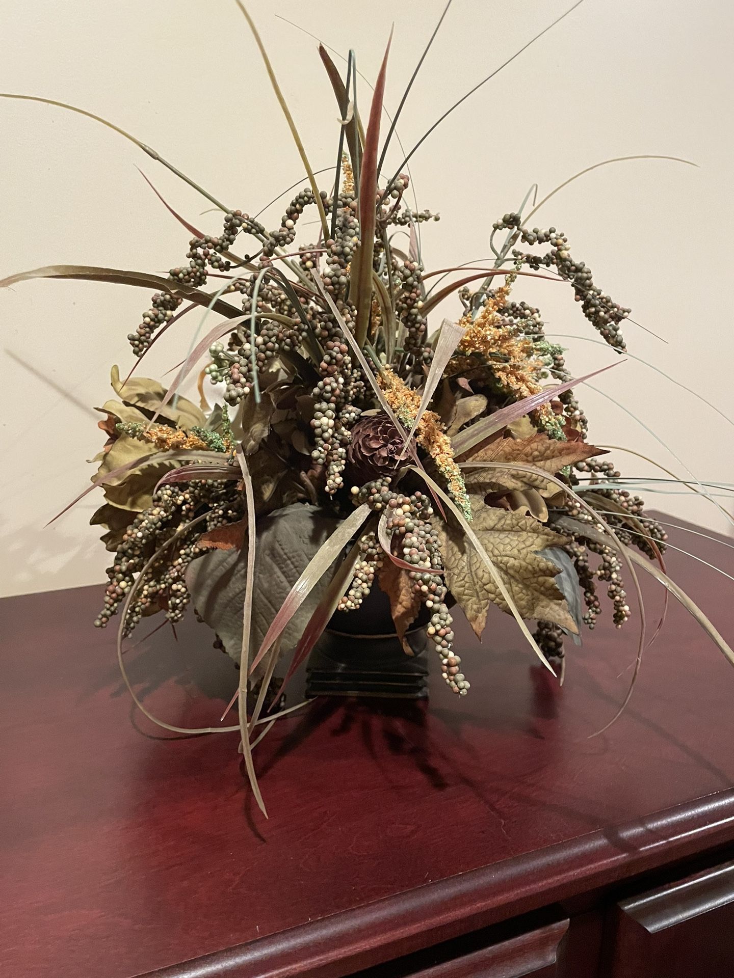 Silk Flower Arrangement In Black Vase