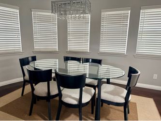Dining Table Set from Macy’s, Glass Top, 6 Chairs