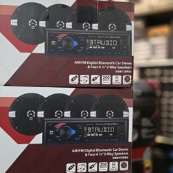 Dual Electronics Corporation Car Audio Bundle | Car Stereo & (4) 6.5inch Coaxial Car Speakers | Single DIN, Bluetooth, USB, MP3, Siri/Google Assist Bu