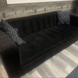 Modern Black Velour Sofa / Couch  / Chair – Stylish, Clean, Great Condition