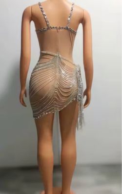 Silver Rhinestone Bodycon Party Dress – Size [Insert Size]