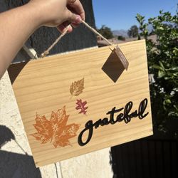 🍂 Wooden Fall Wall Sign – “Grateful” Autumn Décor 🍁