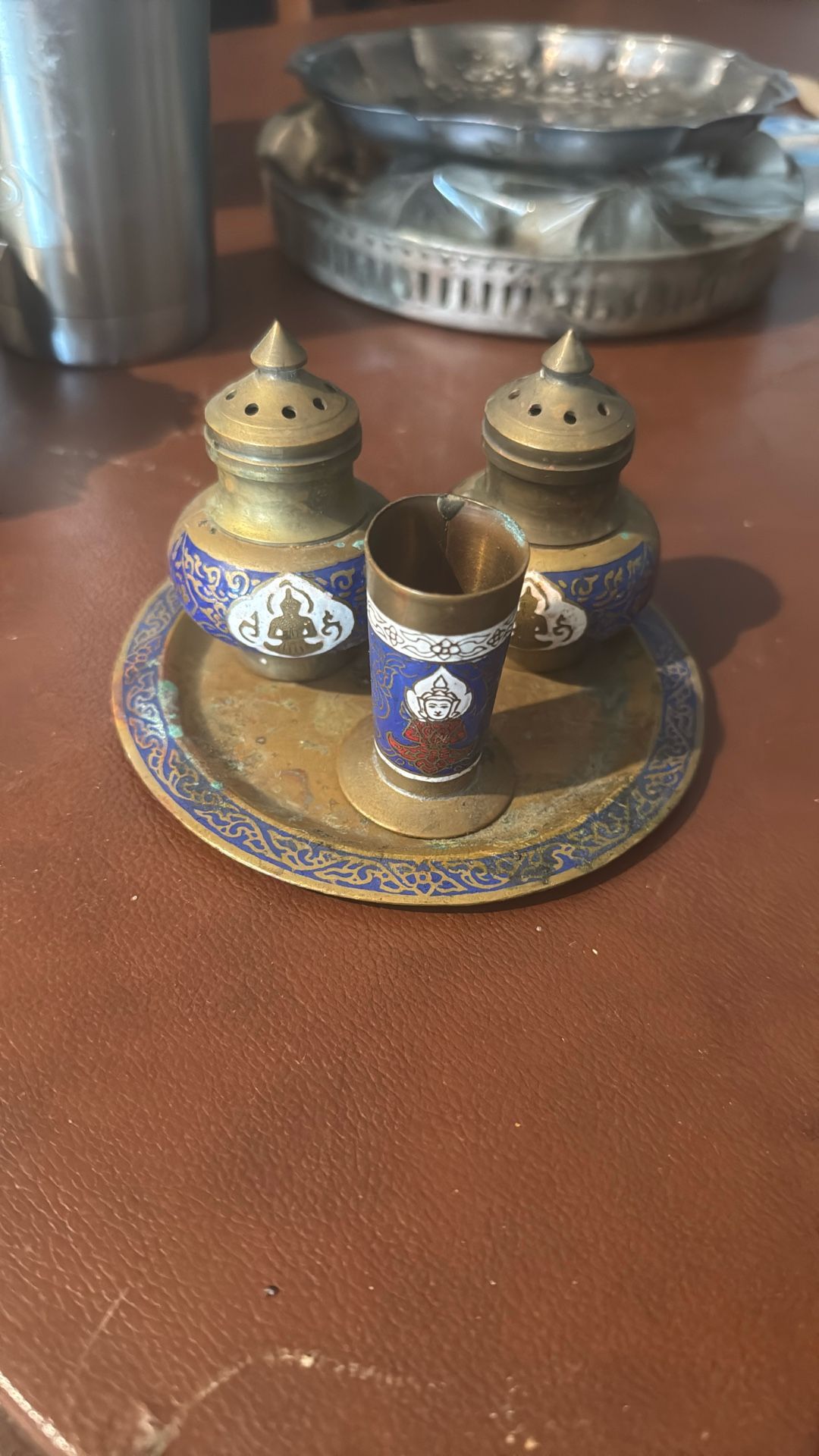 1960’s Indian Salt And Pepper Shaker With Toothpick Holder