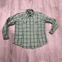 Woolrich Womens outdoor Western  Green Plaid Button Down Long Sleeve Shirt Large