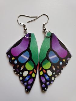 Green, Purple and Blue Earrings 